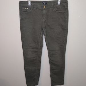 Massimo dutti women's size 10 jeans slim fit olive green 33x26 low rise crop